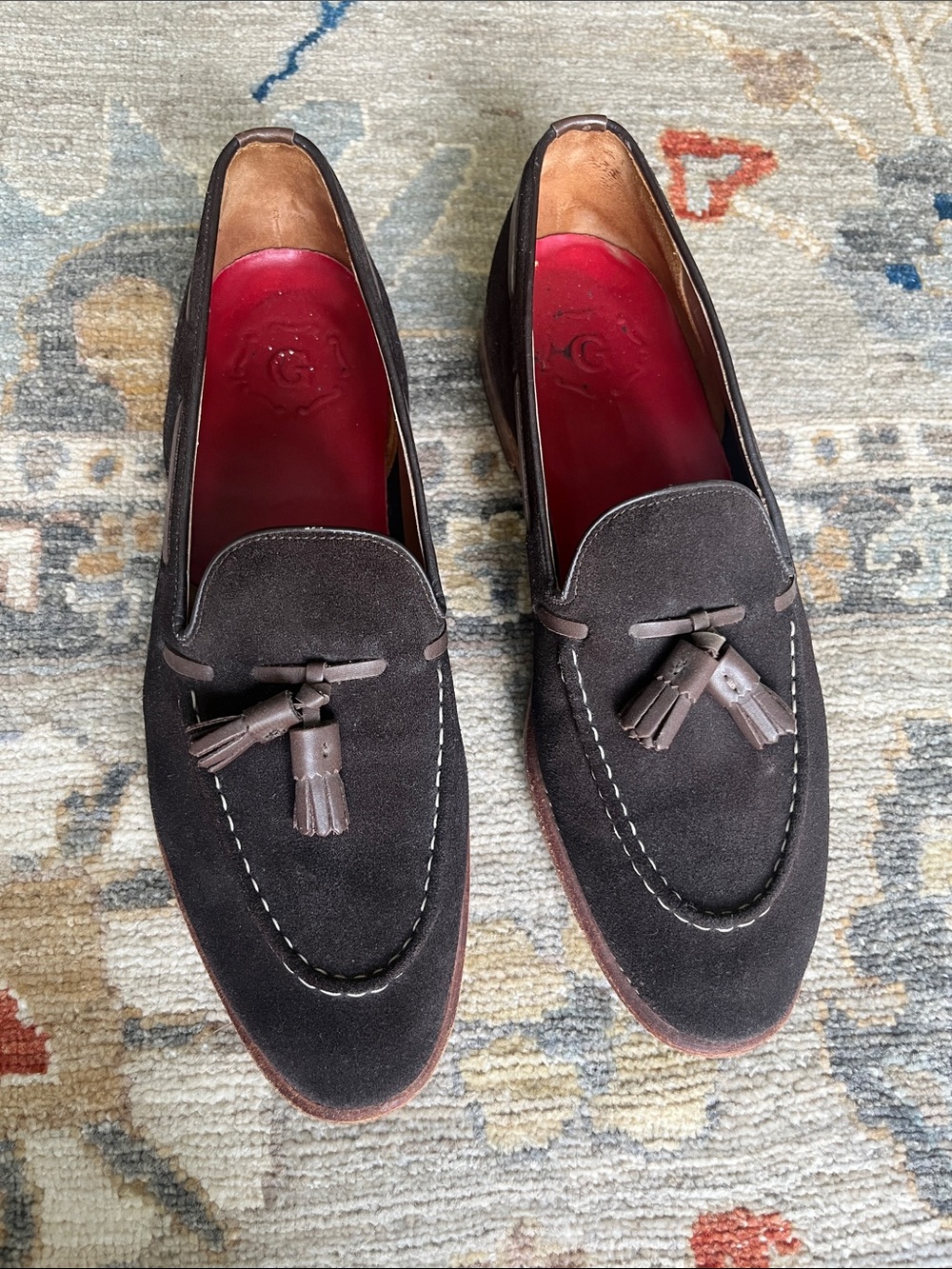 Grenson England - Scottie Men's Dark Brown Suede Tassel Loafers 9.5 UK